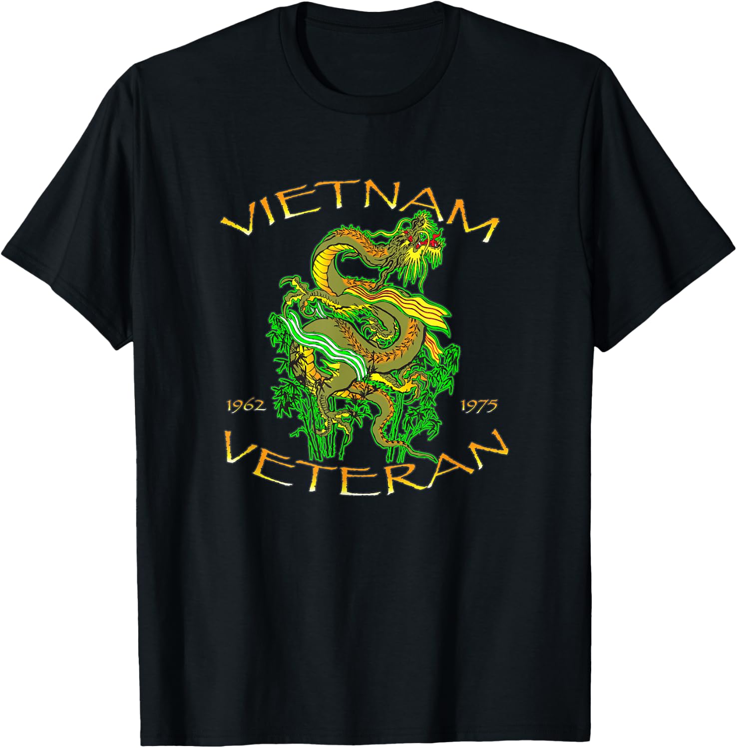 Vietnam Veteran Ribbons and Dragon T-Shirt - T-Shirt | Black