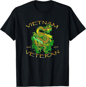 Vietnam Veteran Ribbons and Dragon T-Shirt - T-Shirt | Black