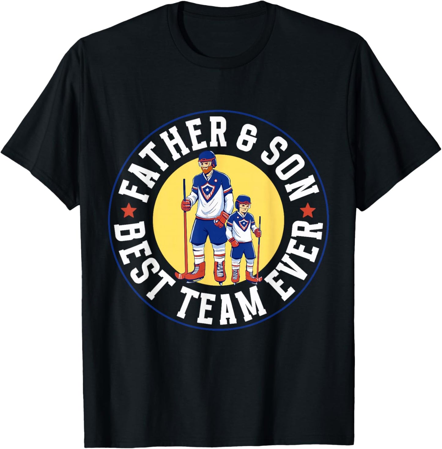 Father & Son Best Team Ever Ice Hockey Matching Father Son T-Shirt - T-Shirt | Black