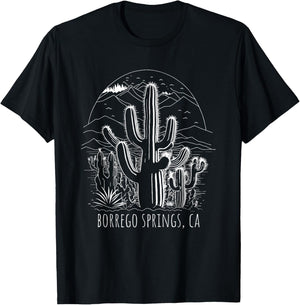Borrego Springs California Cactus Desert Scene Design T-Shirt - T-Shirt | Black