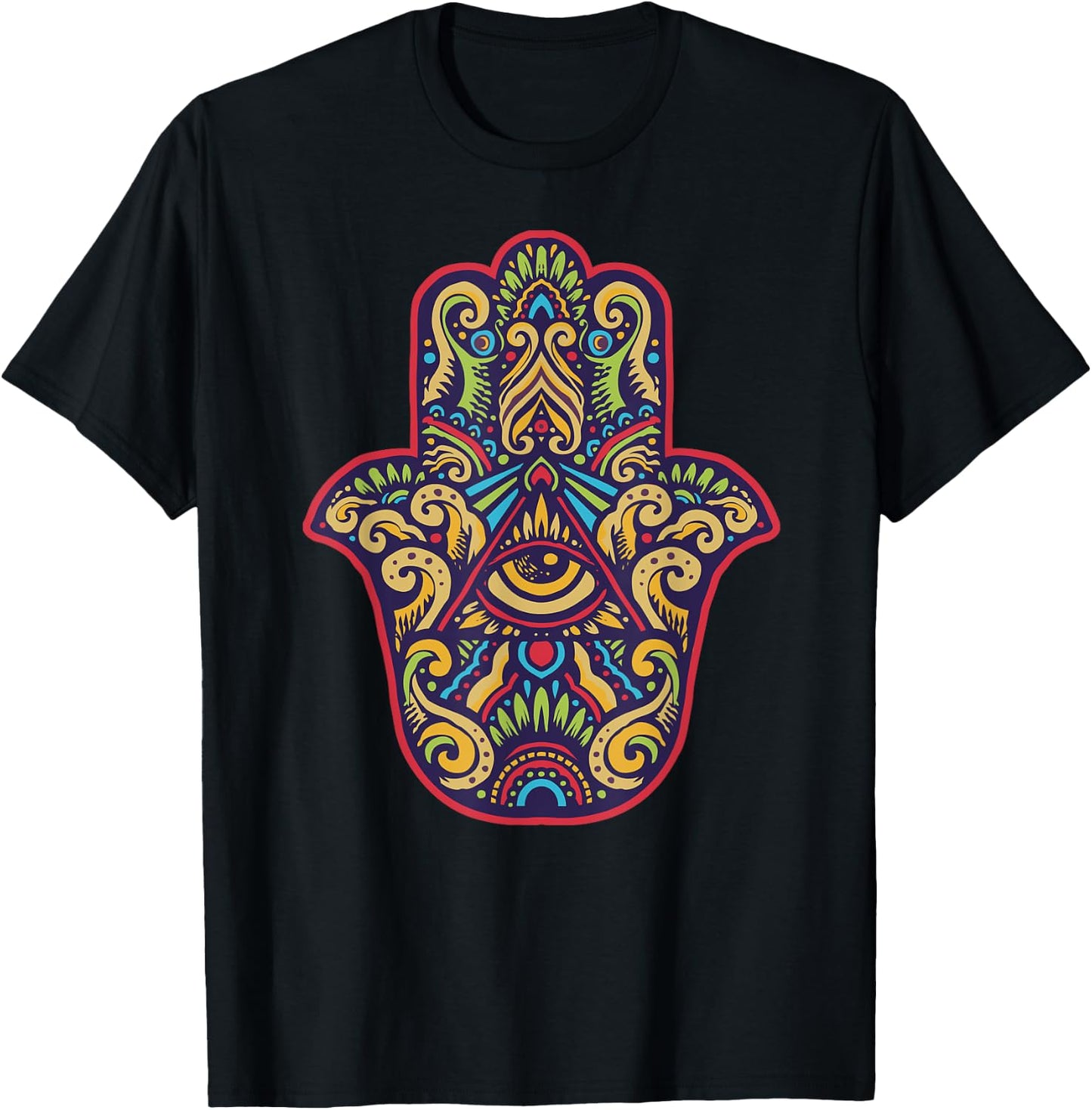 Spiritual Mystic Eye Third Eye All Seeing Eye Hamsa Hand T-Shirt - T-Shirt | Black