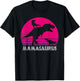 Vintage Retro 2 Kids Mamasaurus Sunset Funny Gift Mother T-Shirt - T-Shirt | Black