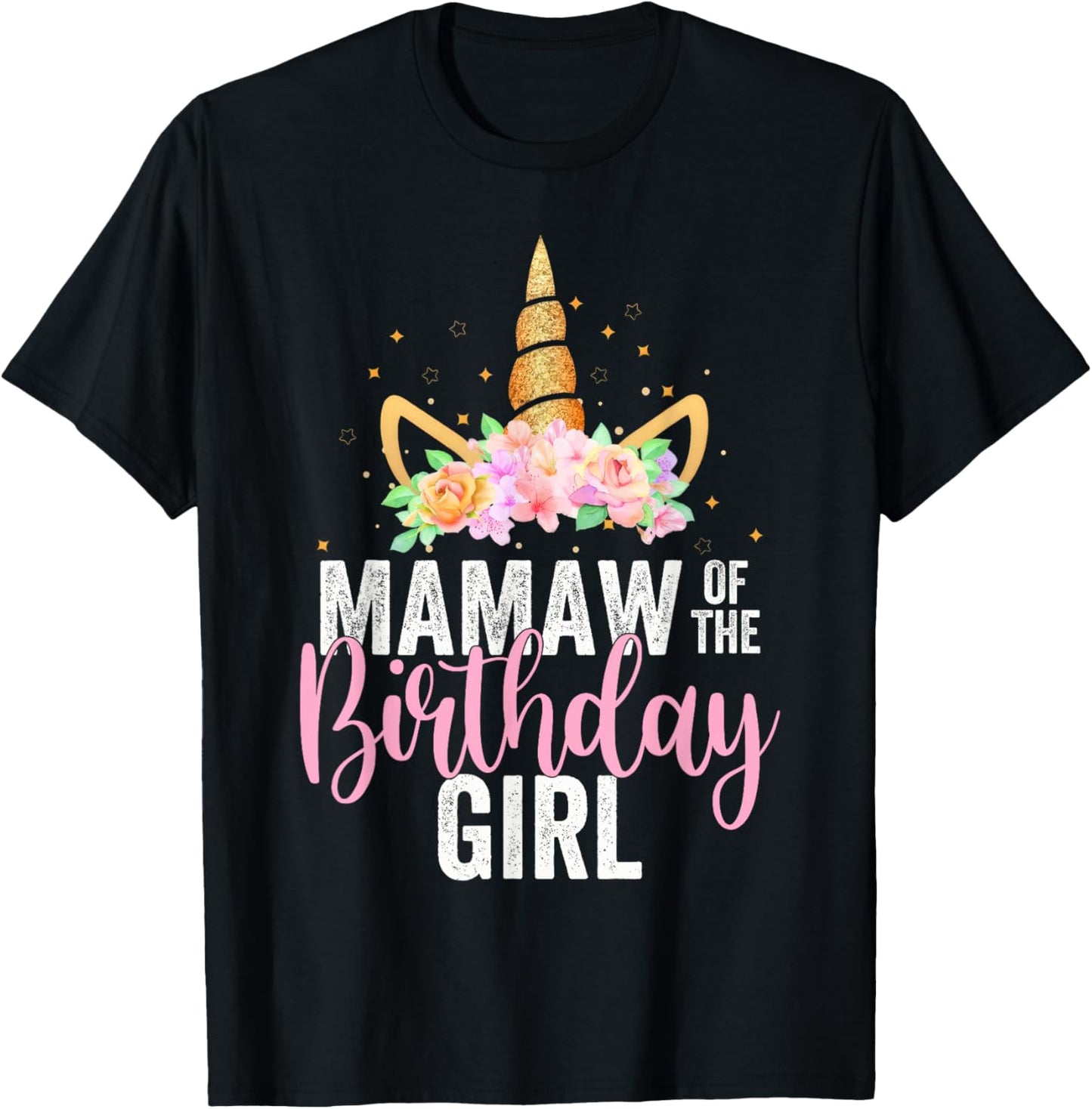 Mamaw Of The Birthday Girl Unicorn Girls Family Matching T-Shirt - T-Shirt | Black