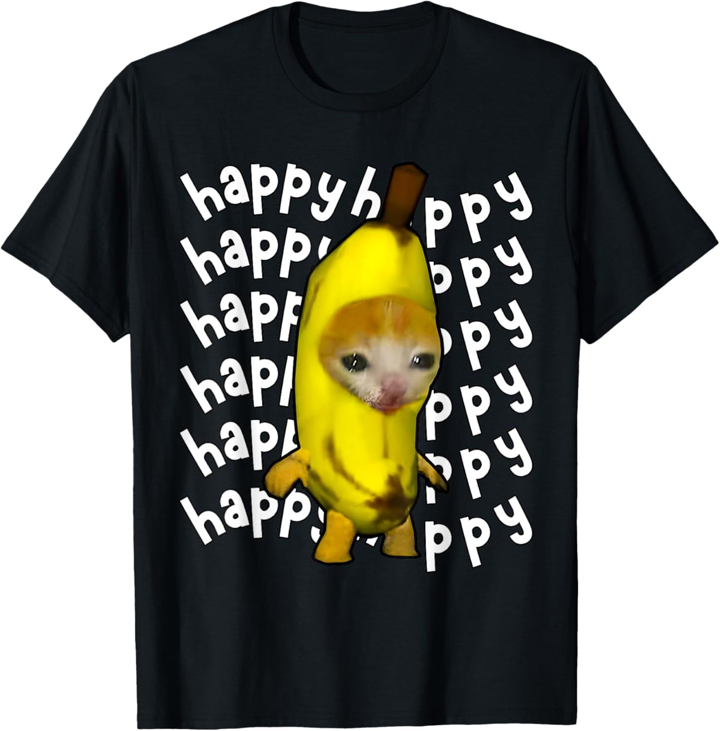 Happy Banana Cat Meme Bananacat Happy Kitty Cat Lovers Meme T-Shirt - T-Shirt | Black