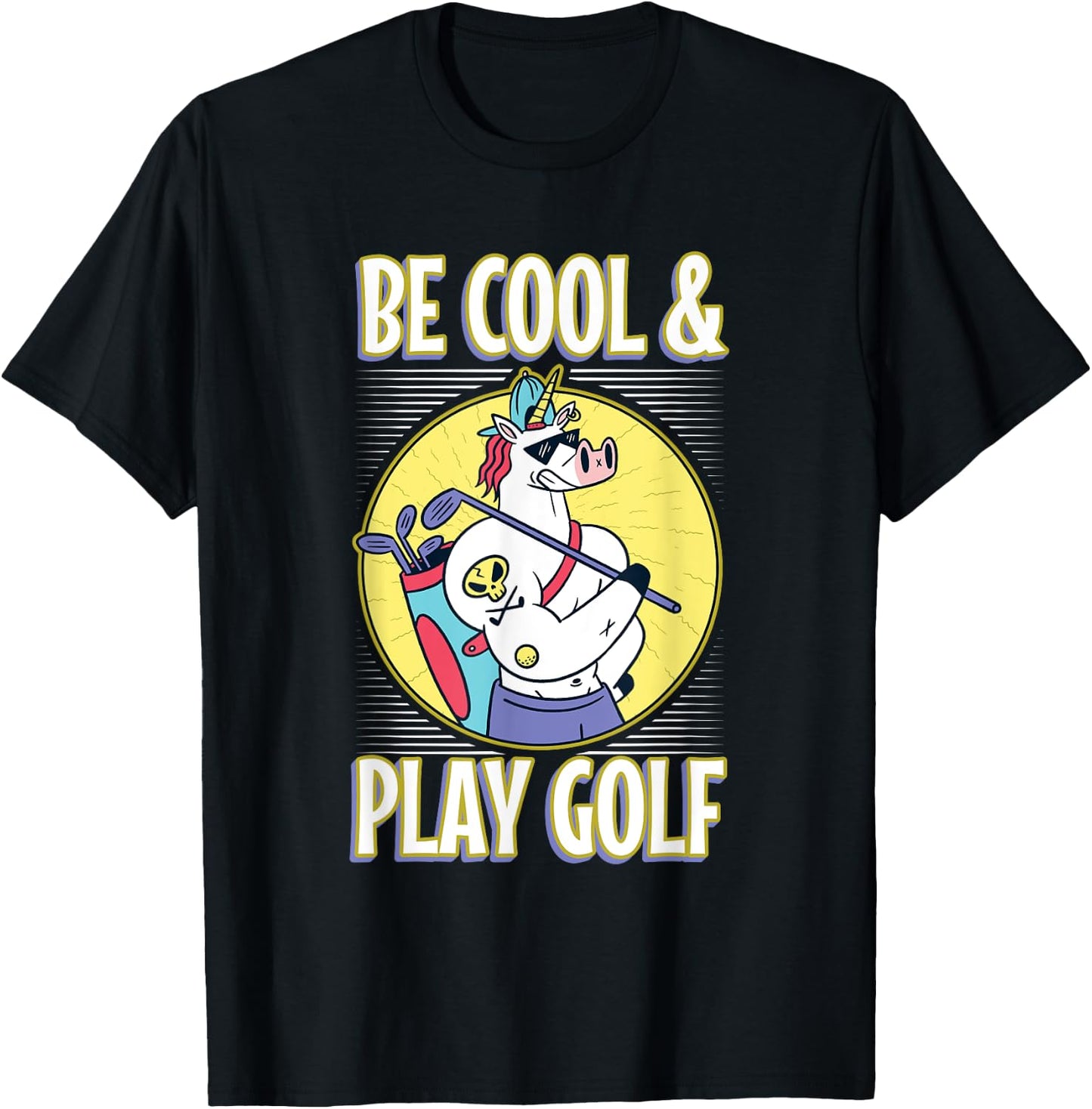 Unicorn Cool Play Golf Sports Golf Club Shades Sports Golfer T-Shirt - T-Shirt | Black