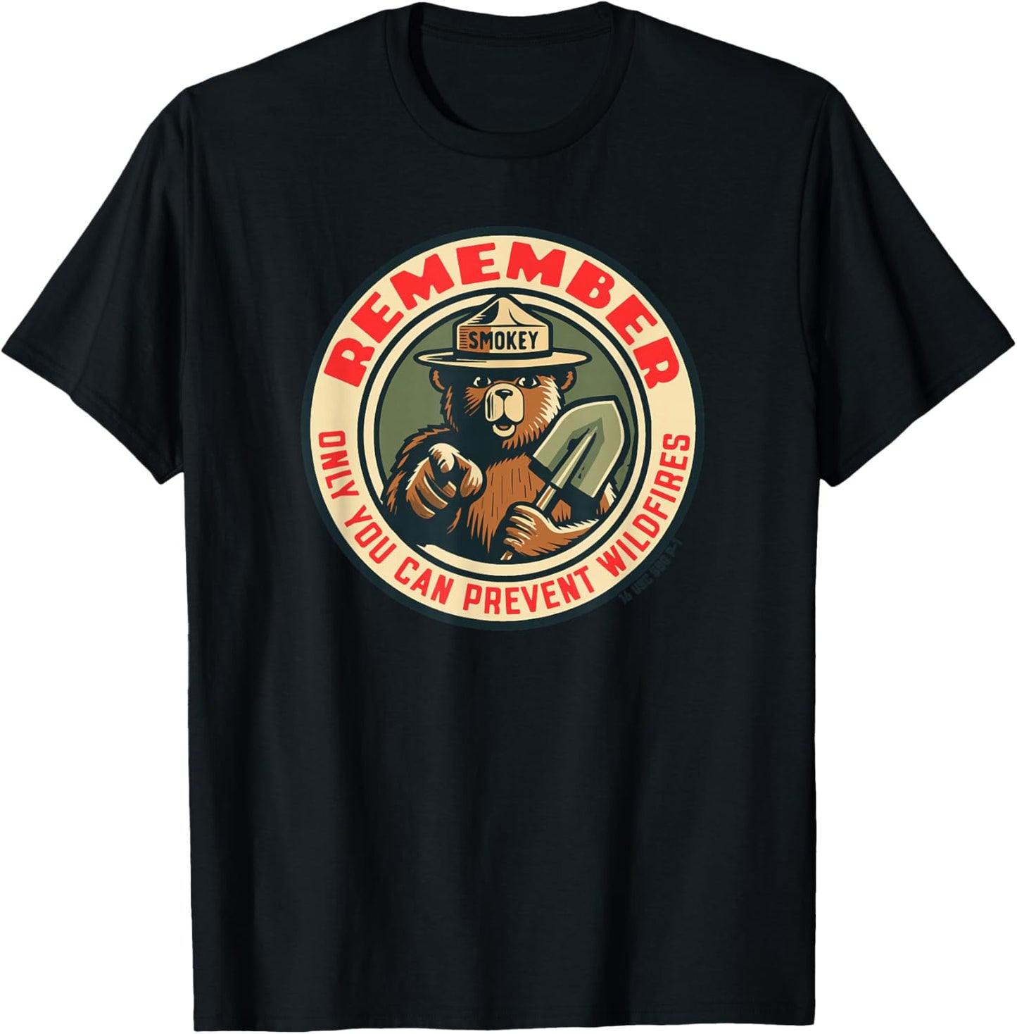 Remember Only You Vintage Smokey Bear Seal Retro T-Shirt - T-Shirt | Black