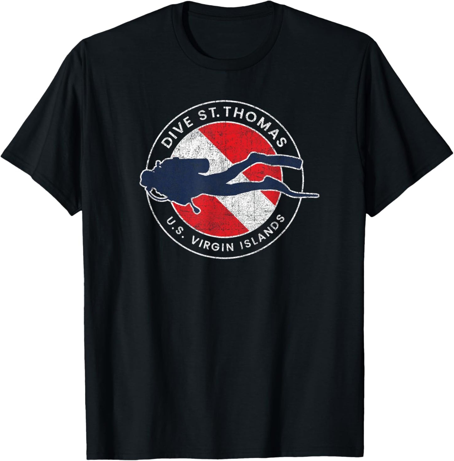 Vintage St Thomas USVI Scuba Dive Flag Vacation Souvenir T-Shirt - T-Shirt | Black