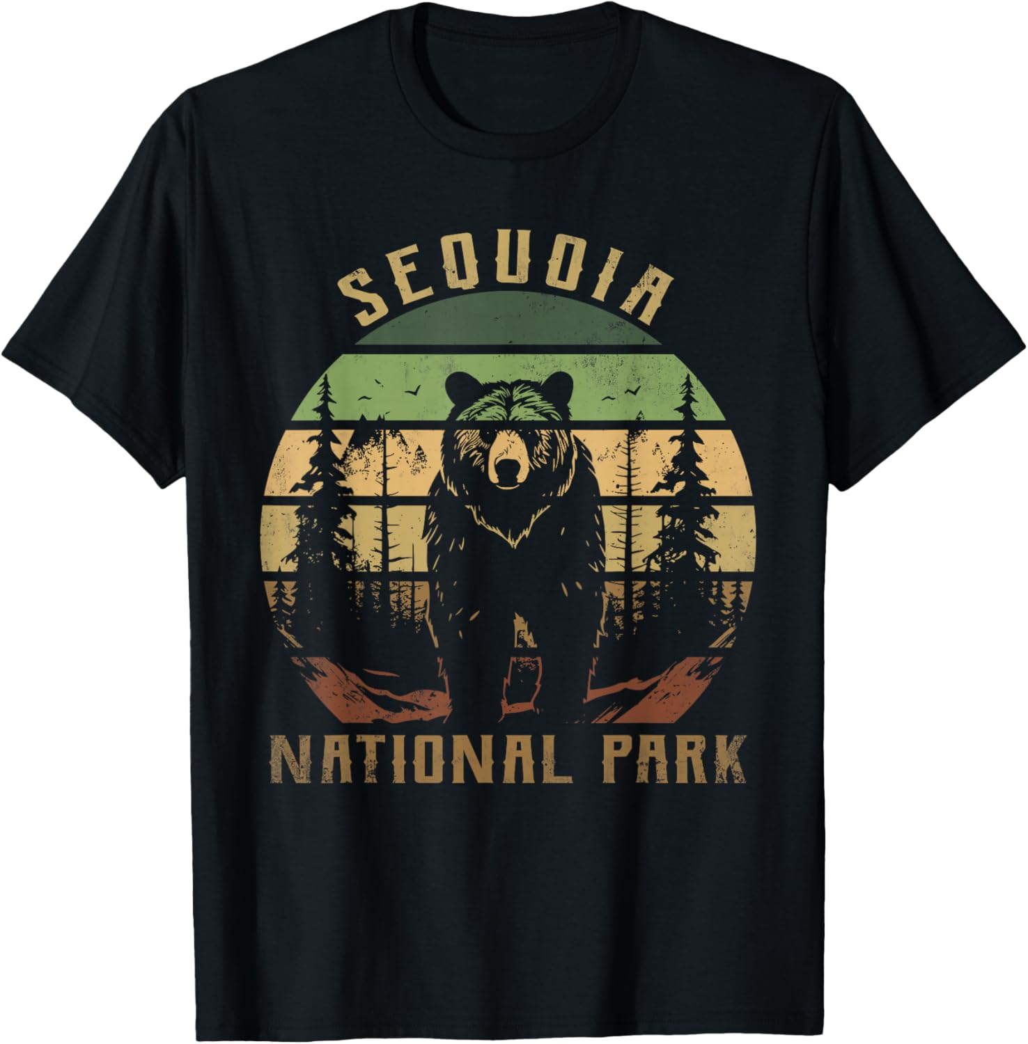Retro Vintage Sequoia National Park for kids Hiking Camping T-Shirt - T-Shirt | Black