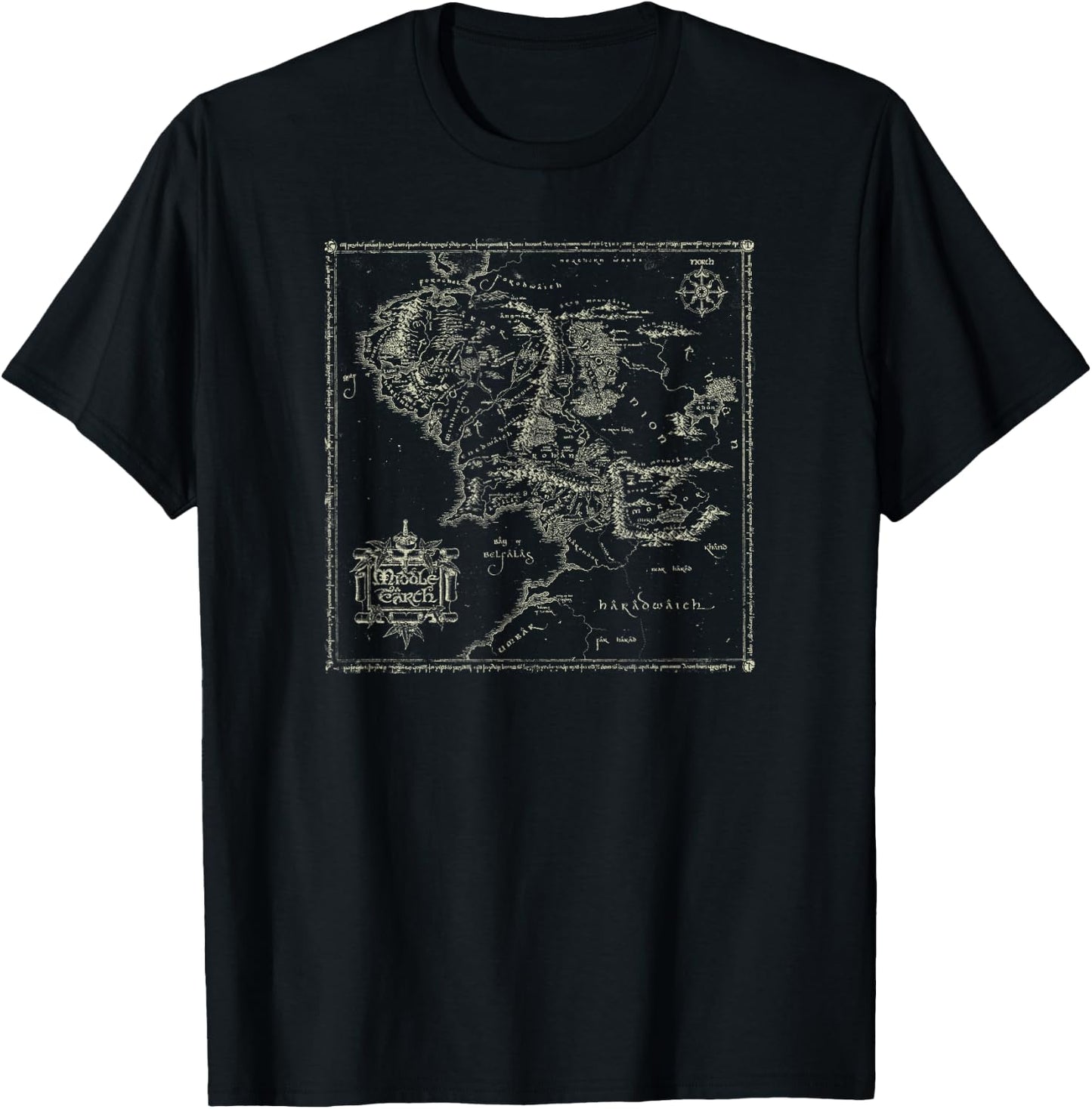 Lord of The Rings Map of Middle Earth T-Shirt - T-Shirt | Black