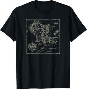 Lord of The Rings Map of Middle Earth T-Shirt - T-Shirt | Black