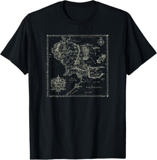 Lord of The Rings Map of Middle Earth T-Shirt - T-Shirt | Black
