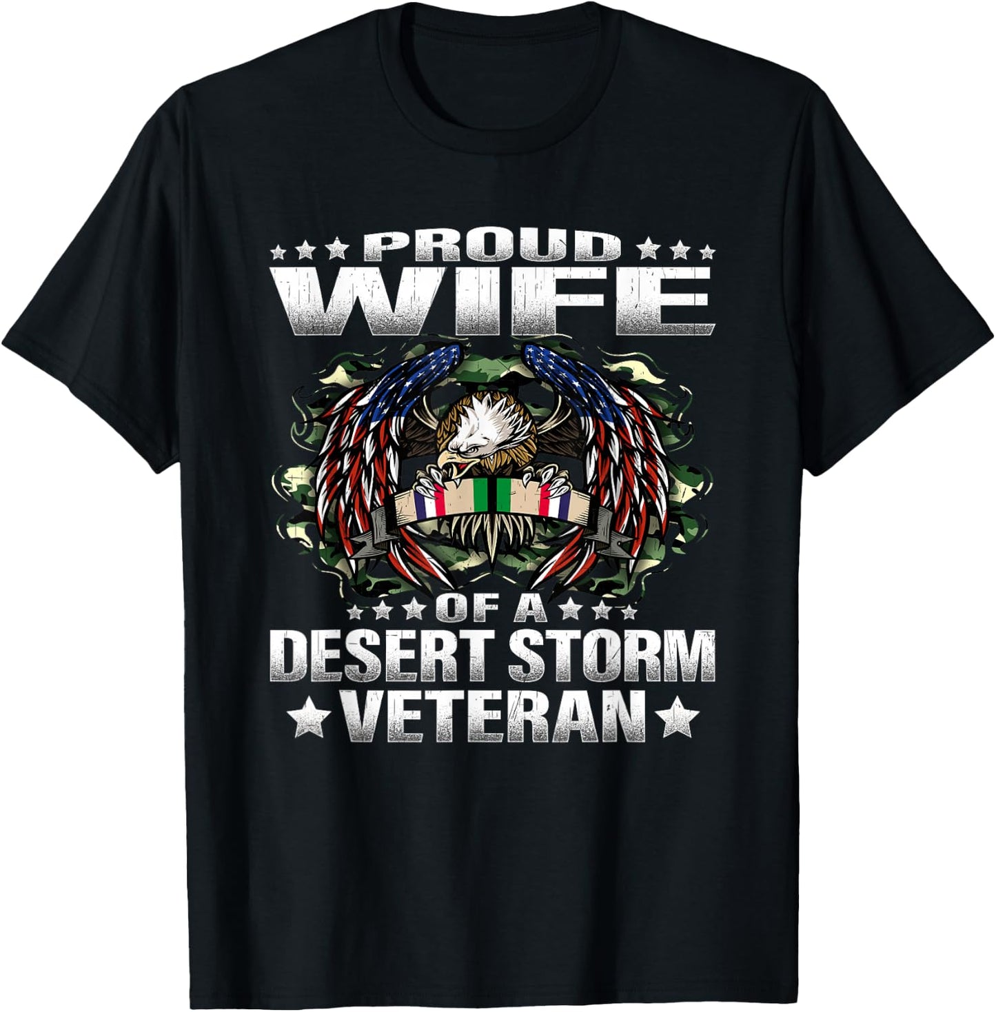 Proud Wife Of A Desert Storm Veteran - Military Vet's Spouse T-Shirt - T-Shirt | Black