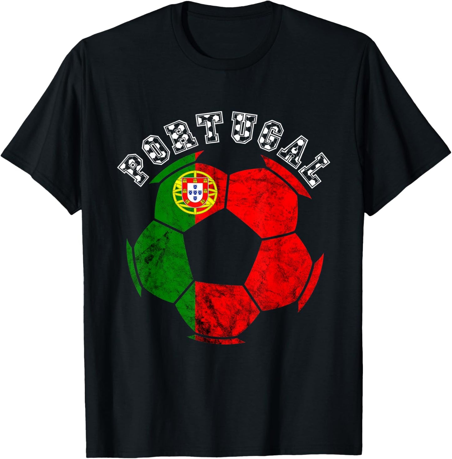 Portugal Flag Ball Portuguese Soccer Player Portuguese Pride T-Shirt - T-Shirt | Black