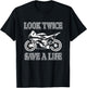 Motorrad-Bewusstseins-Sicherheits-Design -Adults Black Short Sleeve Classic Fit Small Look Twice Save A Life Motorcycle Safety T-Shirt - T-Shirt | Black