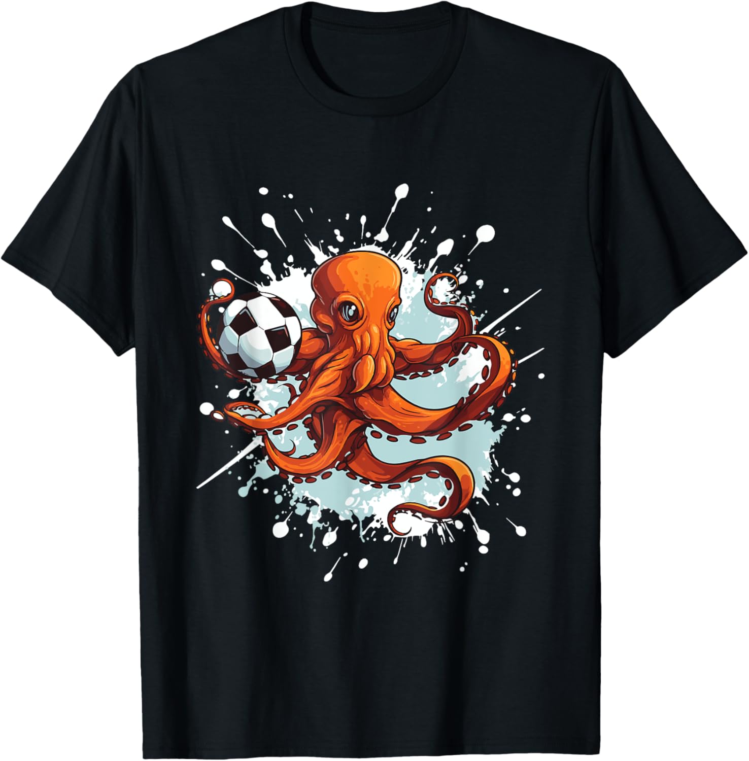 Octopus Playing Soccer Animal Sports Team T-Shirt - T-Shirt | Black