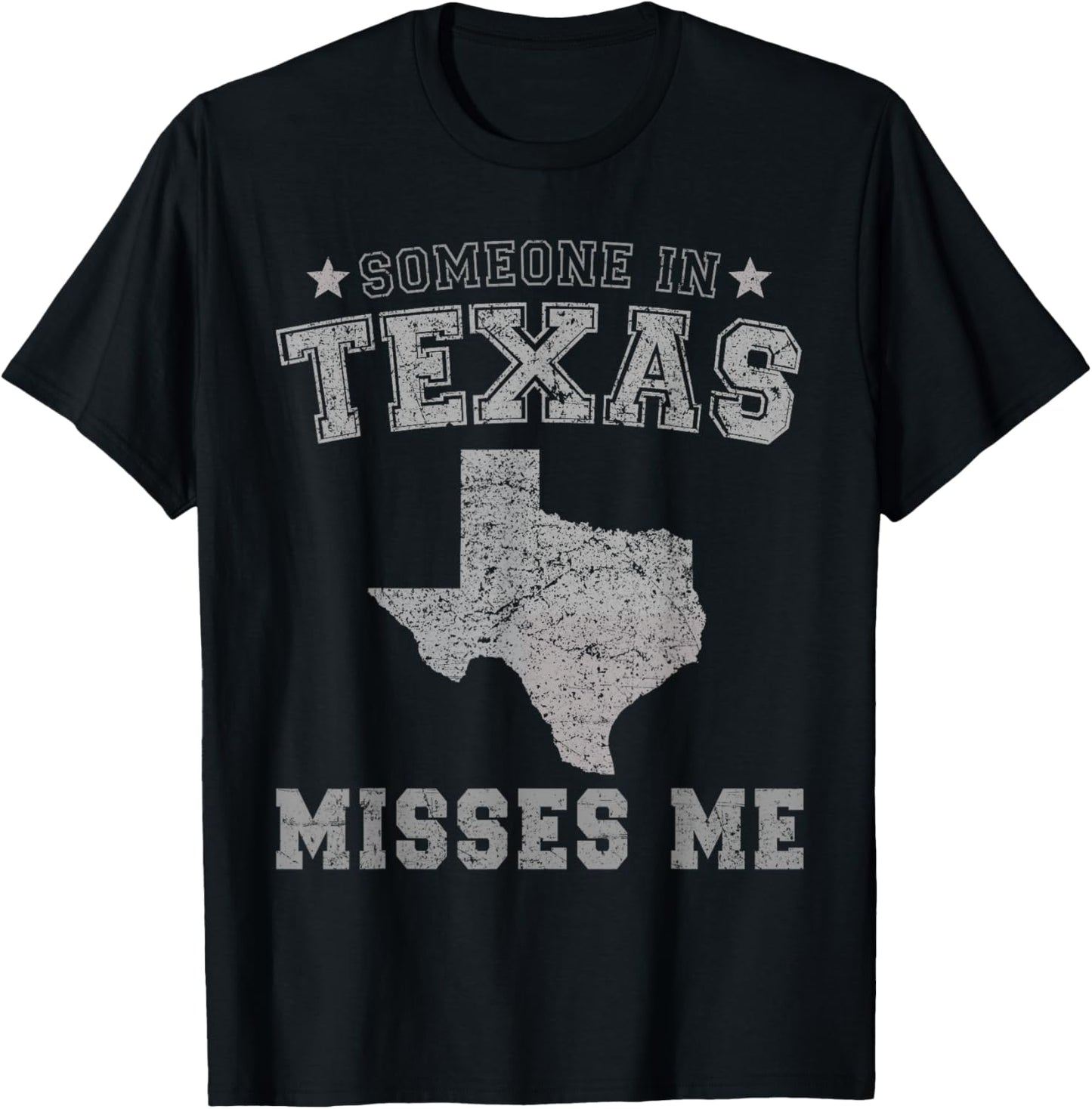 Someone In Texas Misses Me Heart Vintage State T-Shirt - T-Shirt | Black