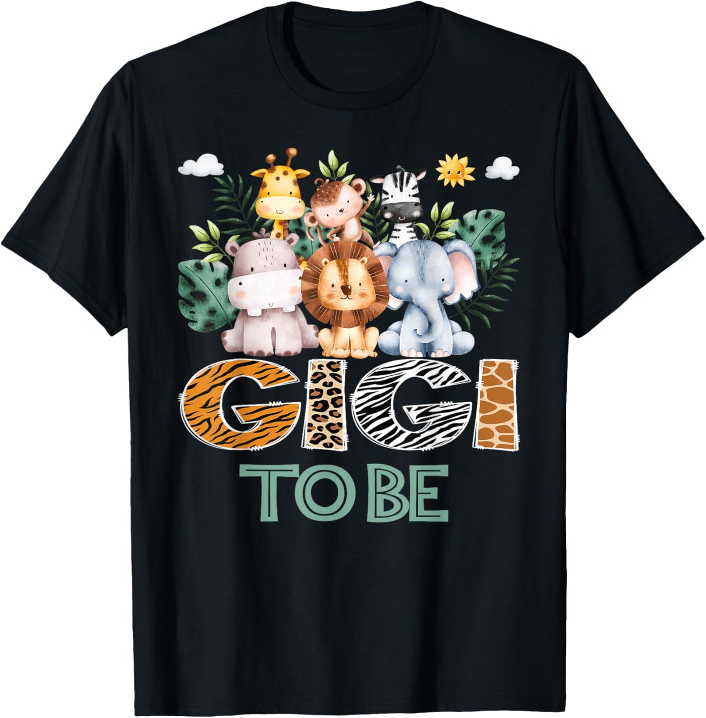 Soon To Be Gigi Jungle Animal Safari Gender Reveal T-Shirt - T-Shirt | Black