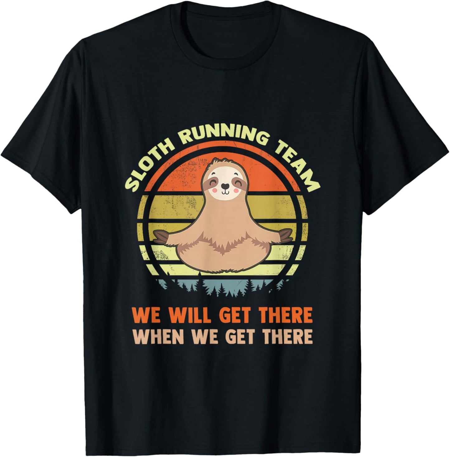 Funny Sloth Running Team Lazy Retro Vintage Humor Gift T-Shirt - T-Shirt | Black