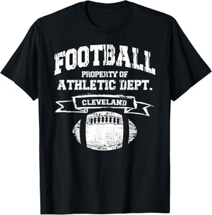 Fußballeigentum in Cleveland der Athletic Dept. Retro-Grunge T-Shirt - T-Shirt | Black