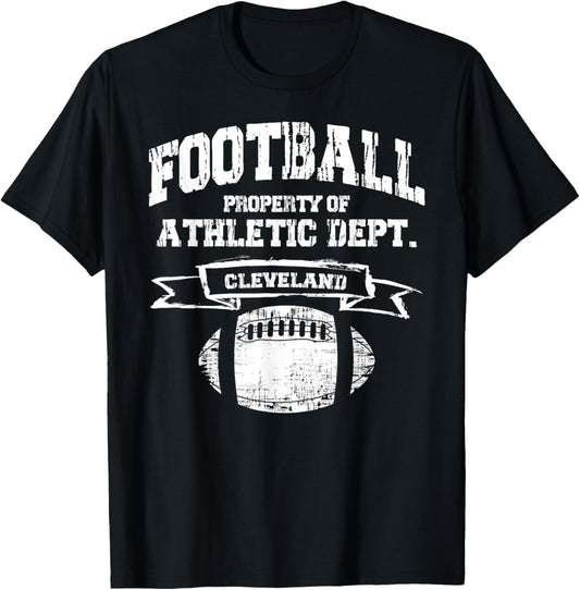 Fußballeigentum in Cleveland der Athletic Dept. Retro-Grunge T-Shirt - T-Shirt | Black