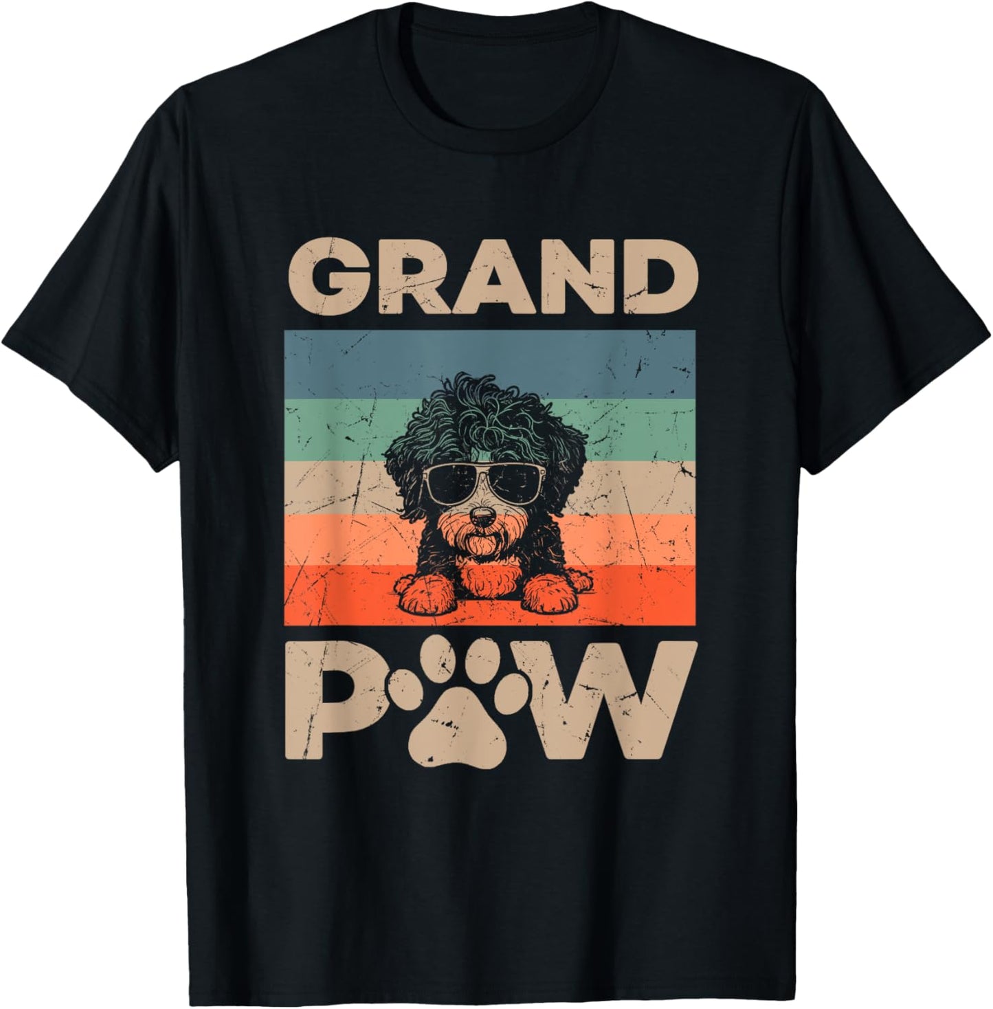 Retro Grand Paw Aussiedoodle Dog Grandpaw Grandpa Christmas Men Women Kids T-Shirt - T-Shirt | Black