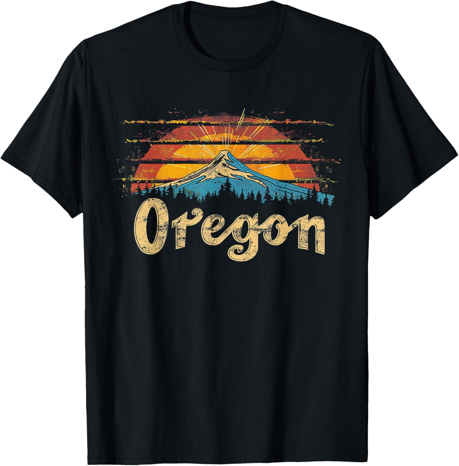 Oregon - Cool Funny Graphic Vintage Men Women Kids Retro T-Shirt - T-Shirt | Black