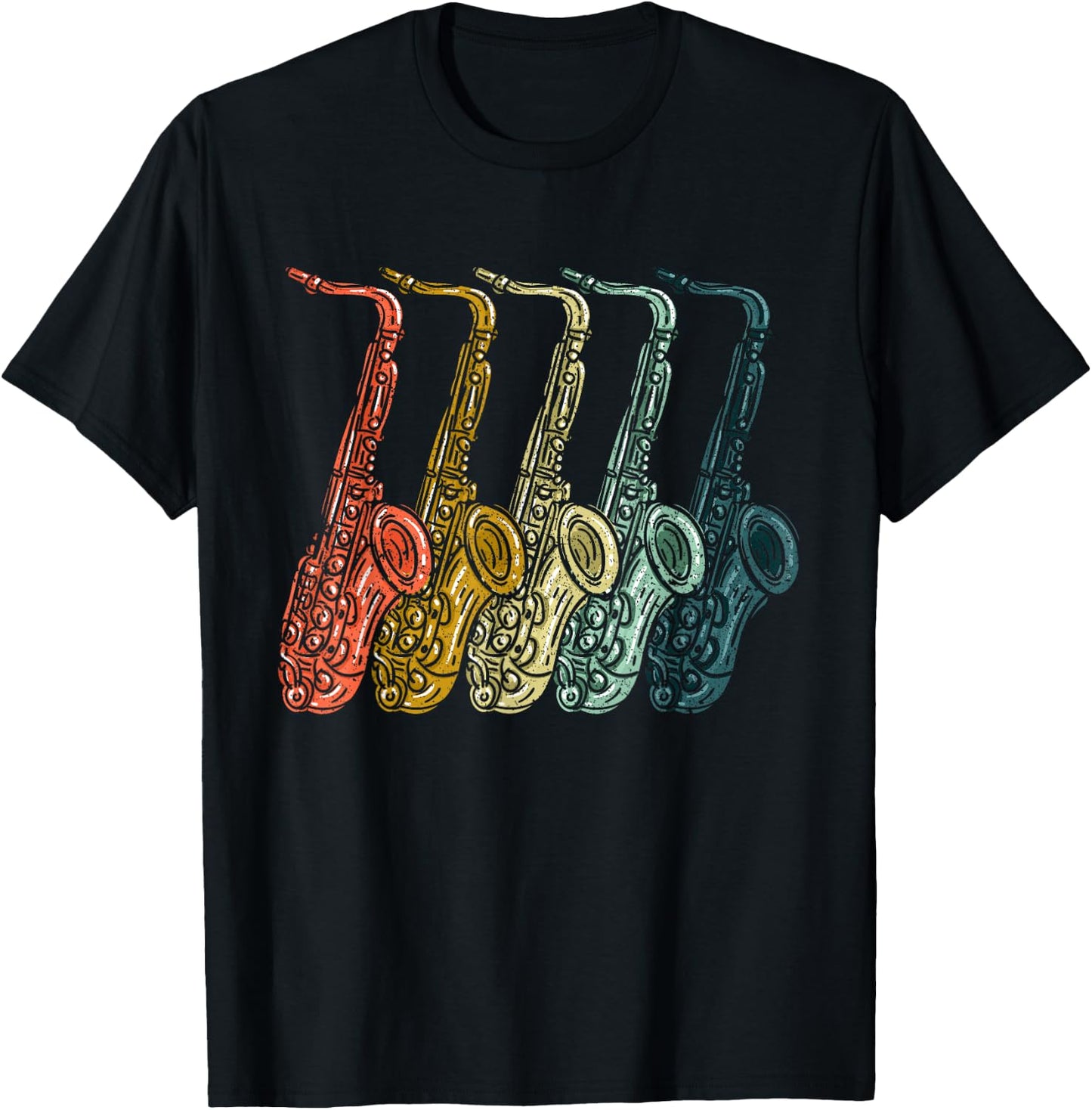 Vintage Saxophone Design Women Sax Lover Saxophonist T-Shirt - T-Shirt | Black