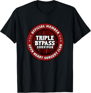 Heart Surgery Recovery Gift Triple Bypass Club T-Shirt - T-Shirt | Black