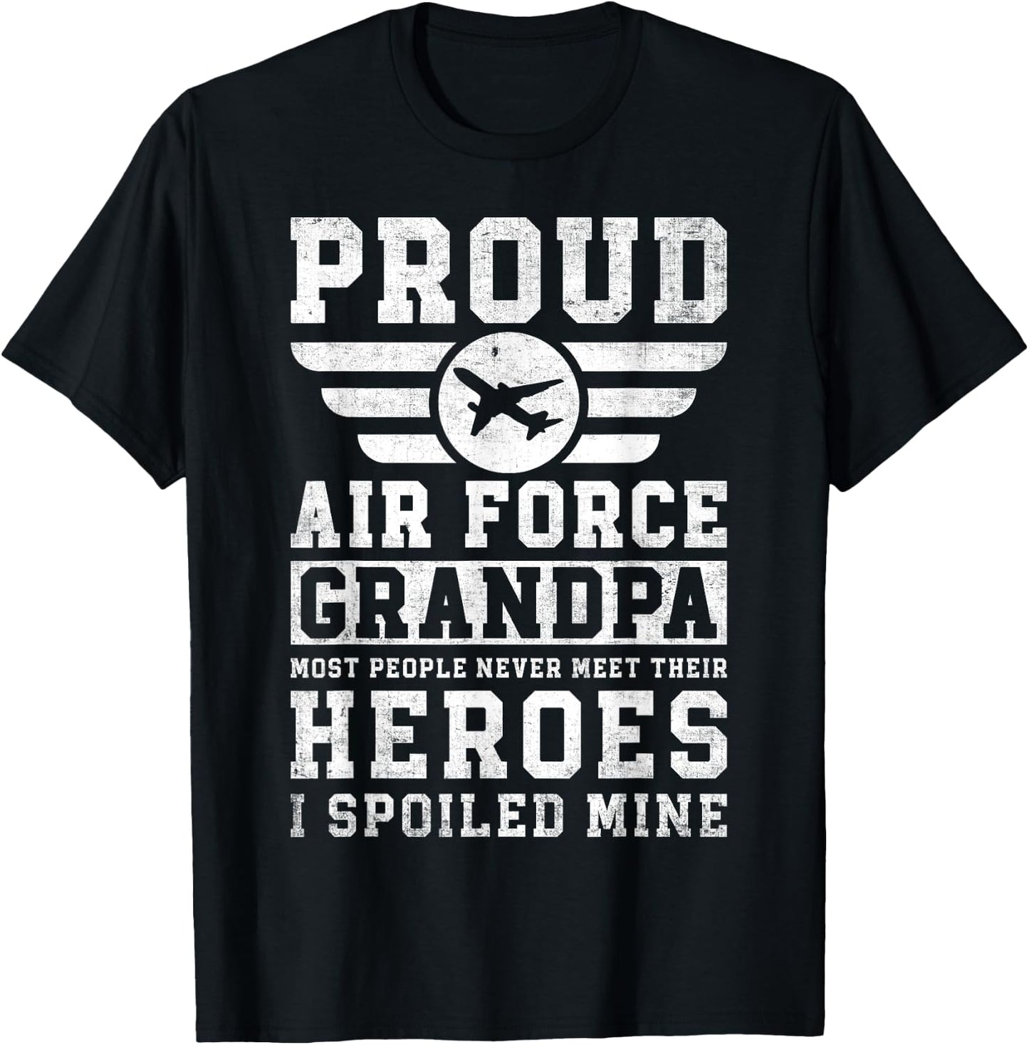 Proud Air Force Grandpa Airman Memorial Honoring Grandfather T-Shirt - T-Shirt | Black