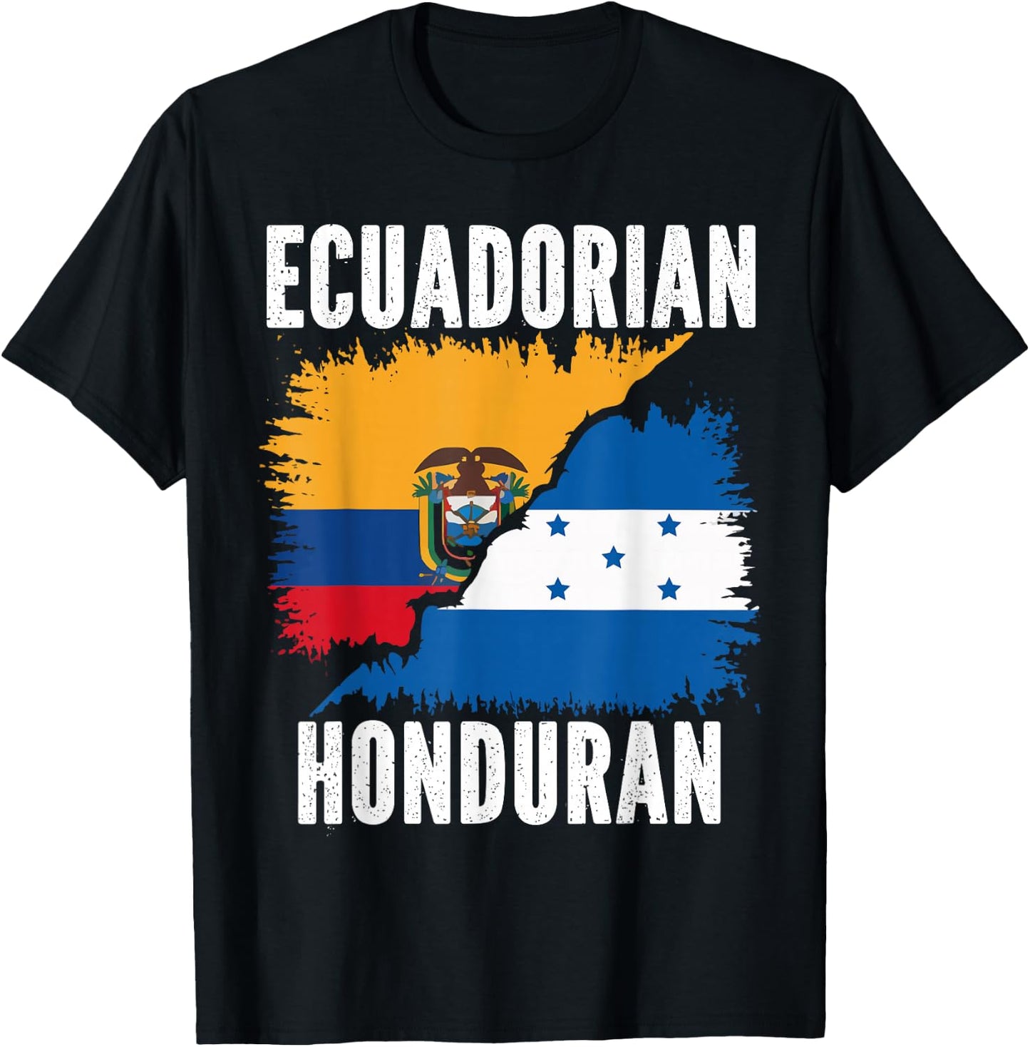 Half Honduran Half Ecuadorian Ecuador Flag Honduras T-Shirt - T-Shirt | Black