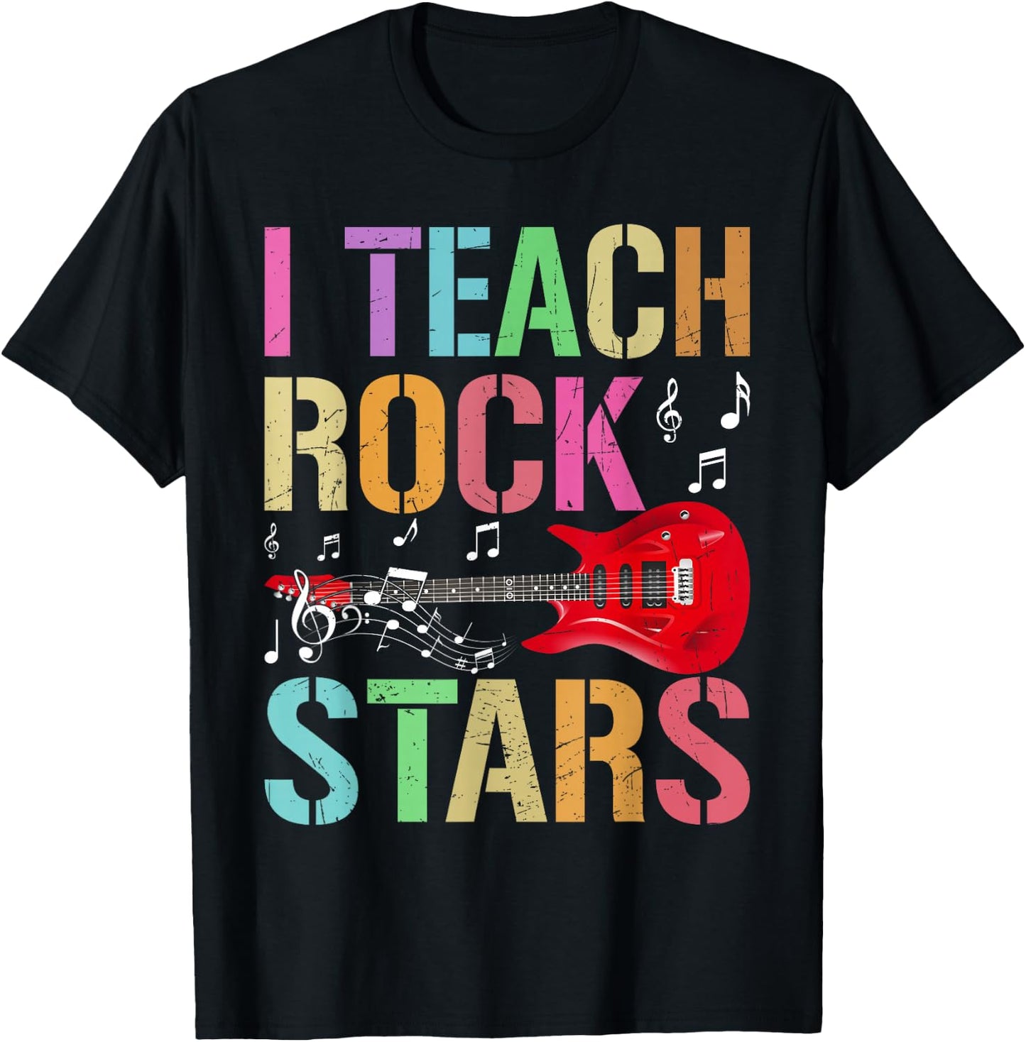 I Teach Rockstars Band Vibes Teacher Rocks My Music Teaching T-Shirt - T-Shirt | Black