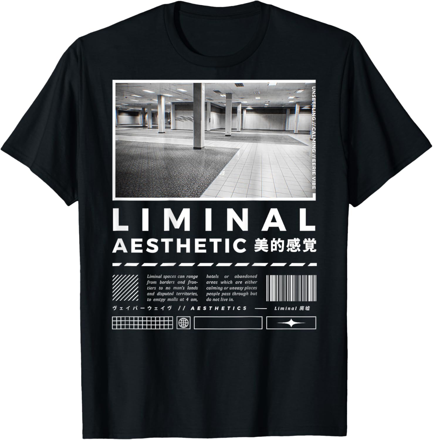 Liminal Spaces (BackPrint) Vaporwave Backrooms Pastel Goth T-Shirt - T-Shirt | Black