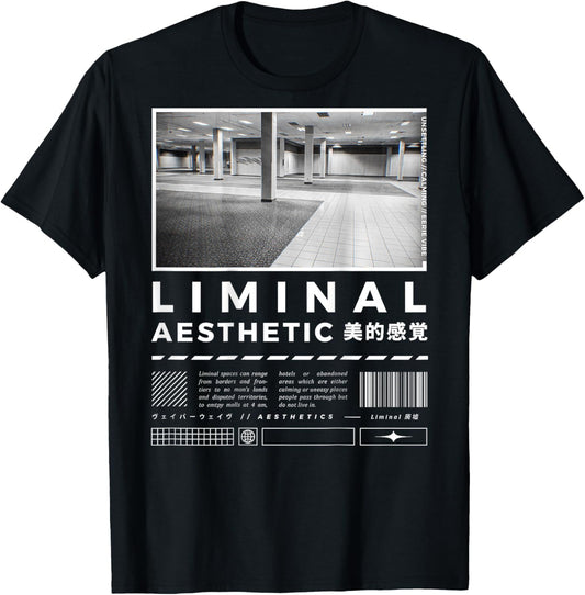 Liminal Spaces (BackPrint) Vaporwave Backrooms Pastel Goth T-Shirt - T-Shirt | Black