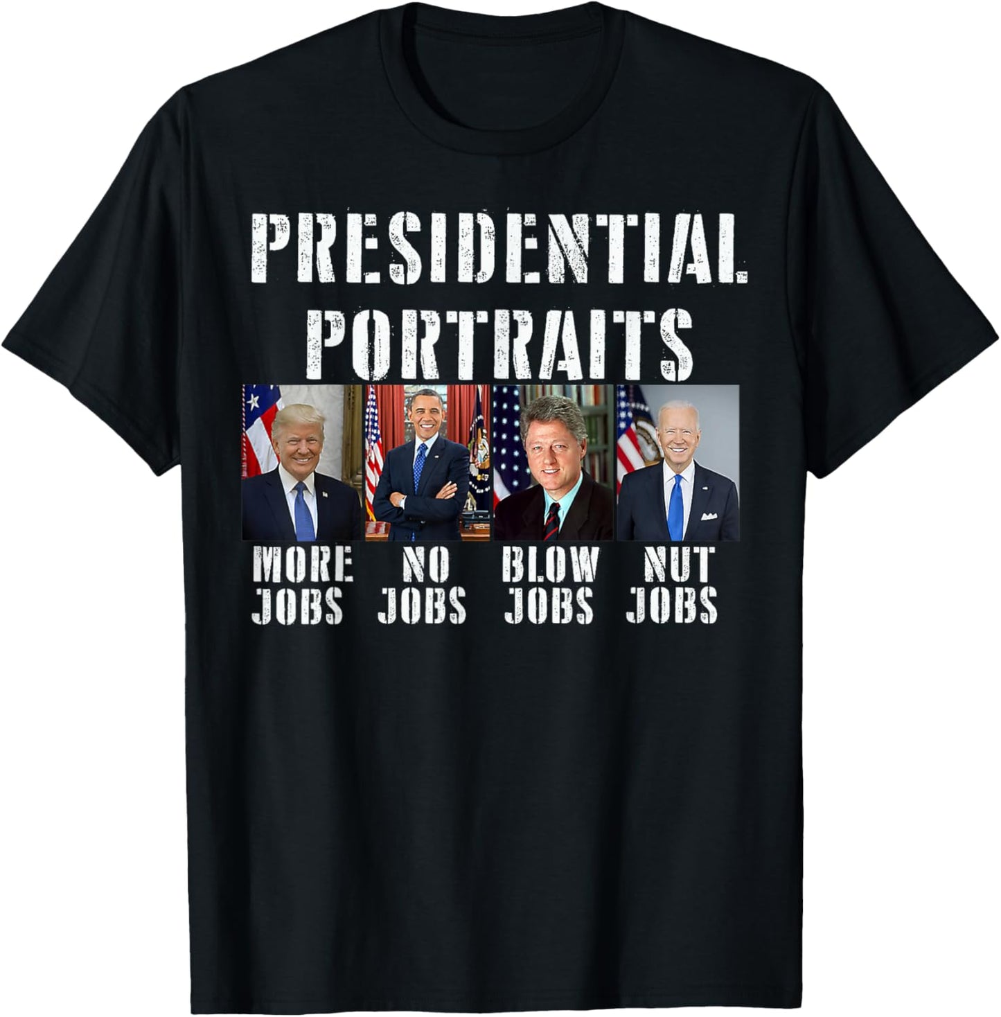 Humor Presidential Portraits Trump Obama Biden Clinton T-Shirt - T-Shirt | Black