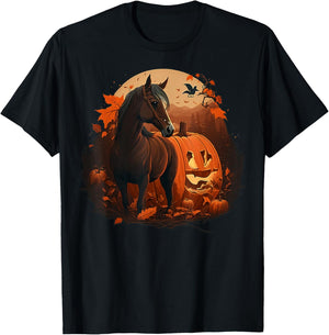 Pumpkin Horse costume on Horse Halloween T-Shirt - T-Shirt | Black