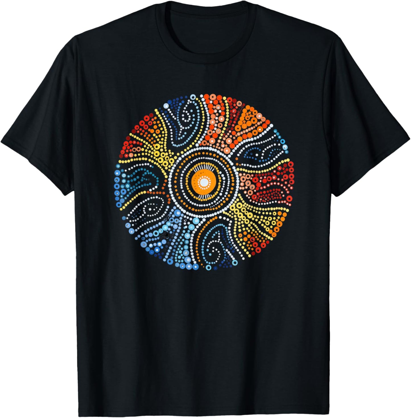 Authentic Aboriginal Dot Art Style Design T-Shirt - T-Shirt | Black