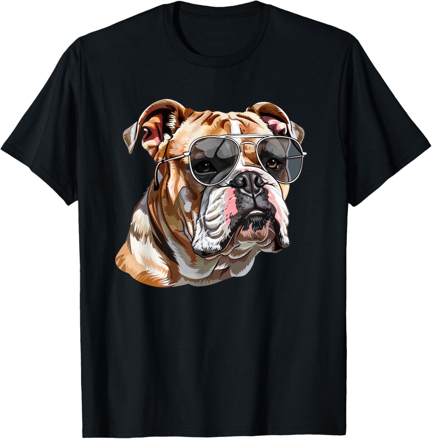 English Bulldog Dog Sunglasses Men Women Kids T-Shirt - T-Shirt | Black