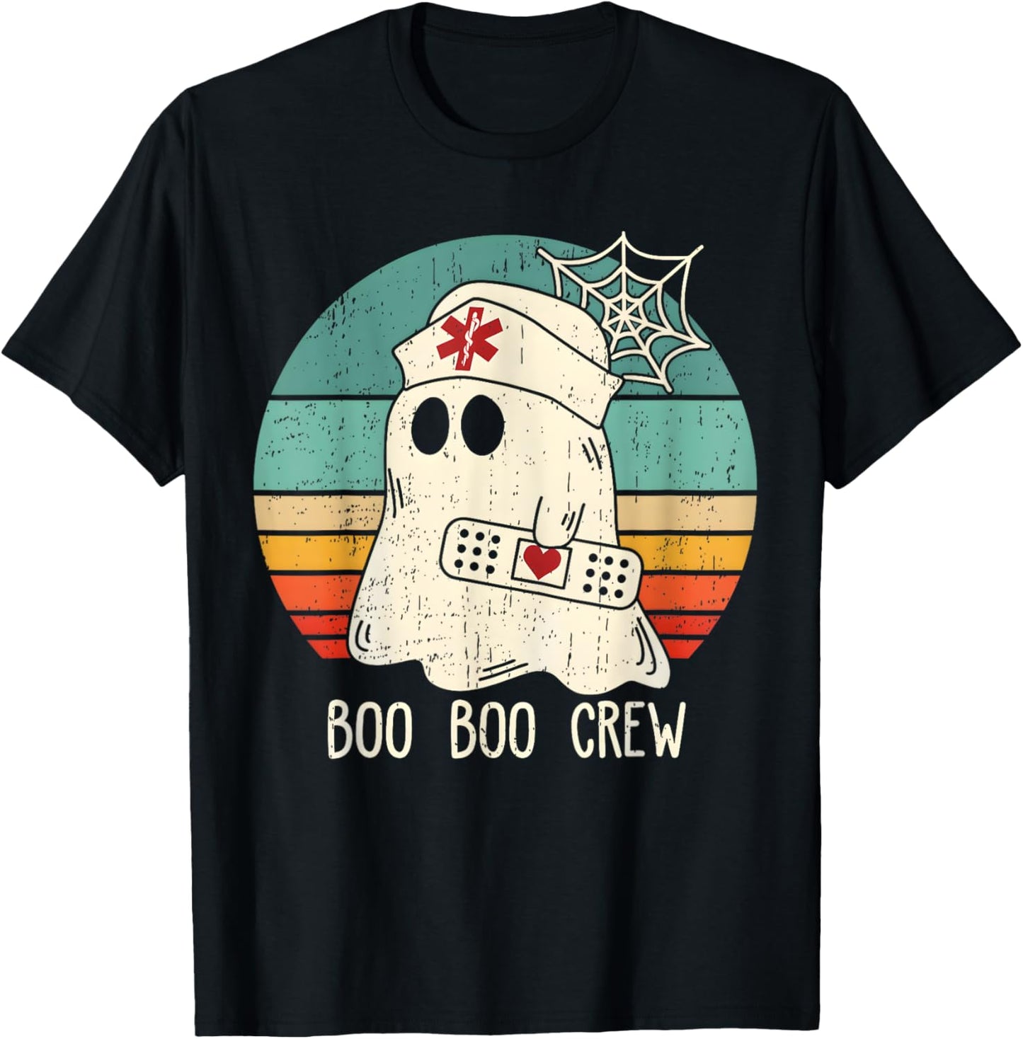 Boo Boo Crew Nurse Funny Ghost Women Halloween Costume Nurse T-Shirt - T-Shirt | Black