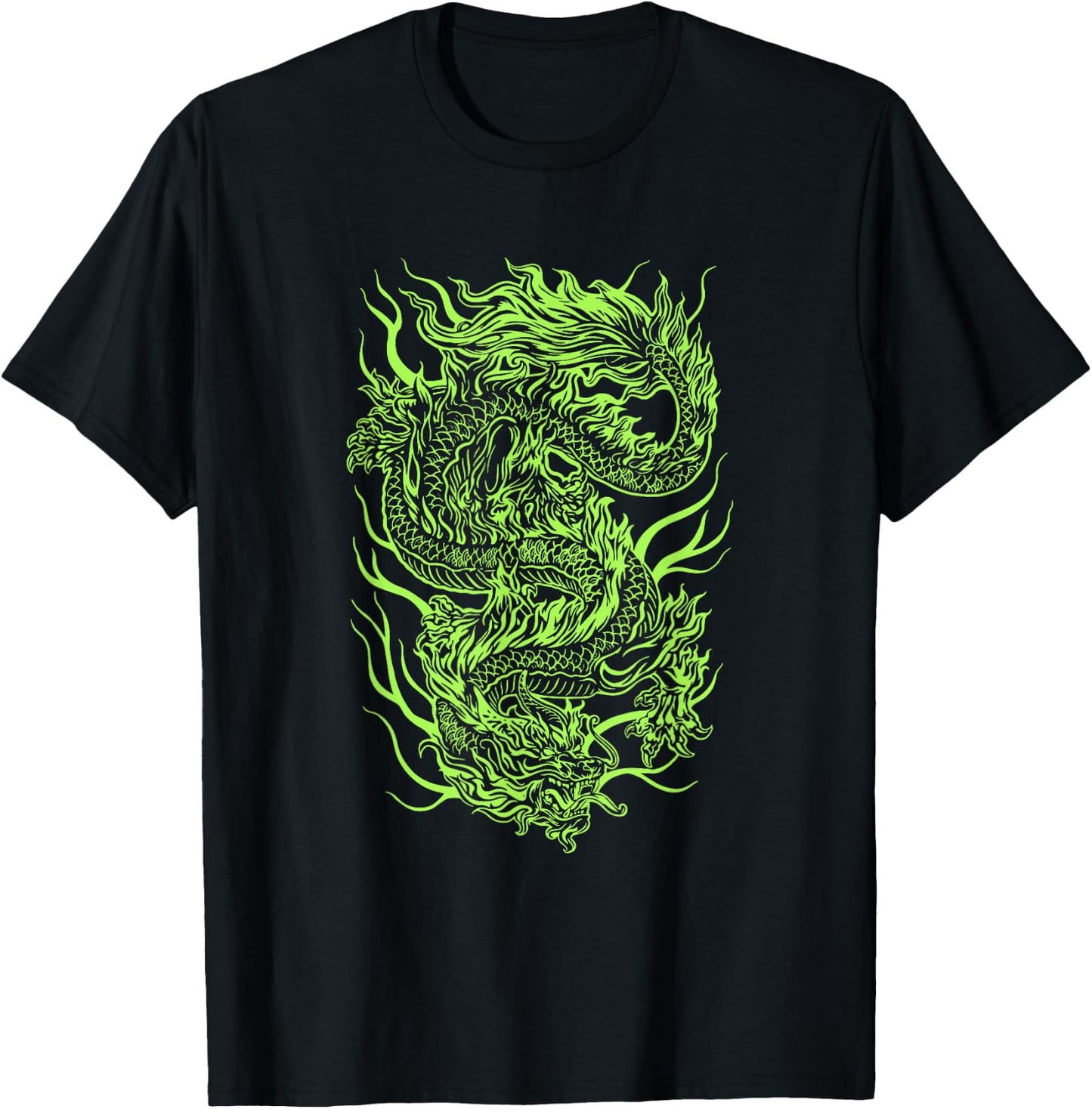 Green Chinese Dragon Grunge Aesthetic Egirl Teen Girls Women T-Shirt - T-Shirt | Black