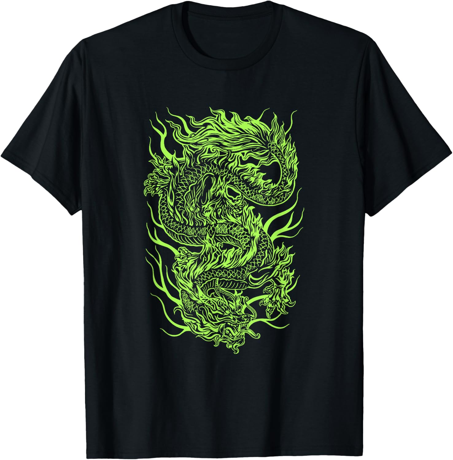Green Chinese Dragon Grunge Aesthetic Egirl Teen Girls Women T-Shirt - T-Shirt | Black