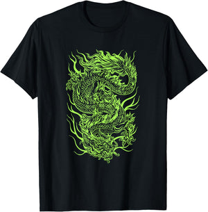 Green Chinese Dragon Grunge Aesthetic Egirl Teen Girls Women T-Shirt - T-Shirt | Black