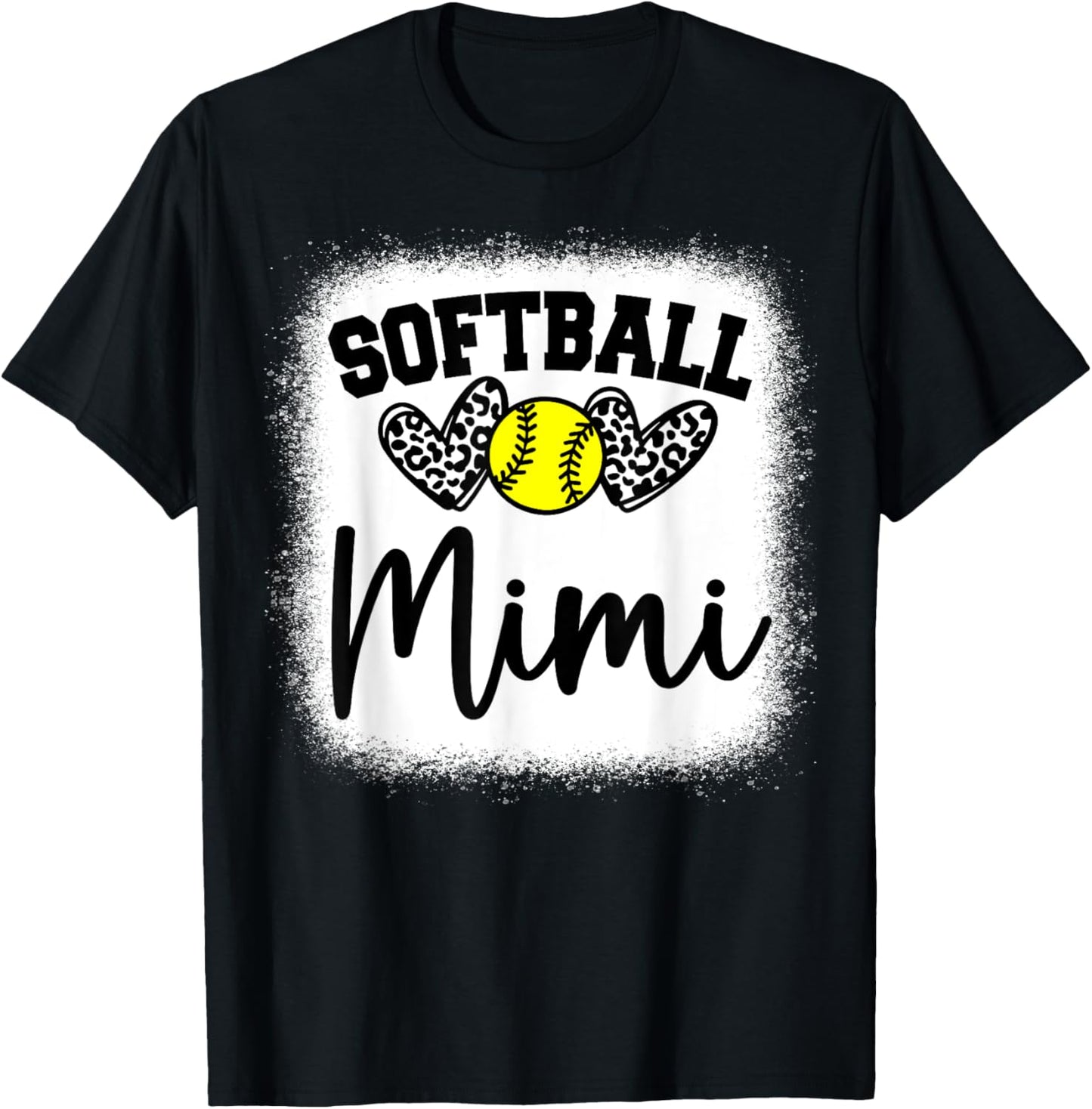 Personalized Softball Heart Cute Mimi Women Softball T-Shirt - T-Shirt | Black