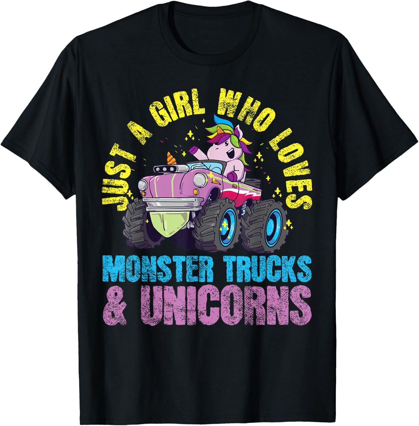 Monster Truck Unicorn Girl T-Shirt - T-Shirt | Black