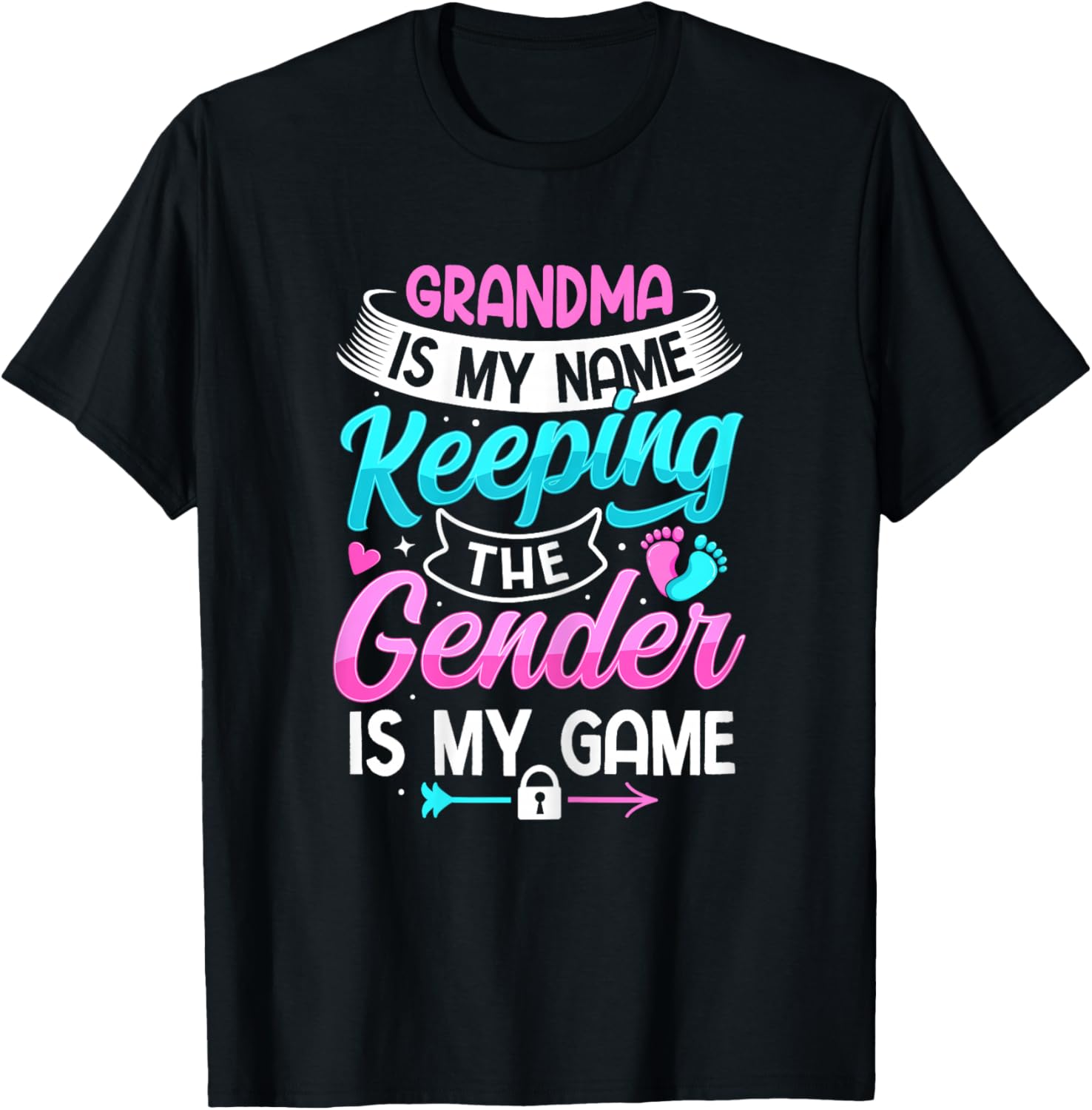 Gender Reveal Design for a Keeper of the Gender Grandma , Female X-Small, Black T-Shirt - T-Shirt | Black