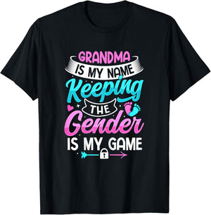 Gender Reveal Design for a Keeper of the Gender Grandma , Female X-Small, Black T-Shirt - T-Shirt | Black