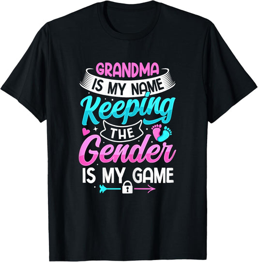 Gender Reveal Design for a Keeper of the Gender Grandma , Female X-Small, Black T-Shirt - T-Shirt | Black