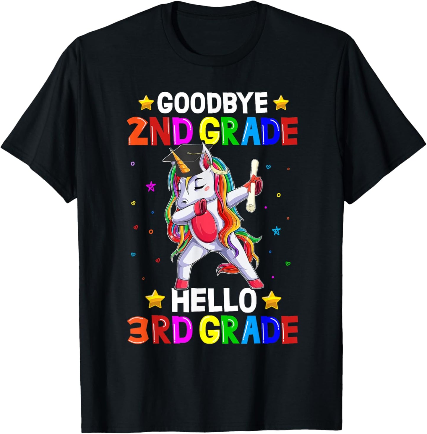 Goodbye 2nd Grade Hello 3rd Grade Unicorn Back To School Kid T-Shirt - T-Shirt | Black