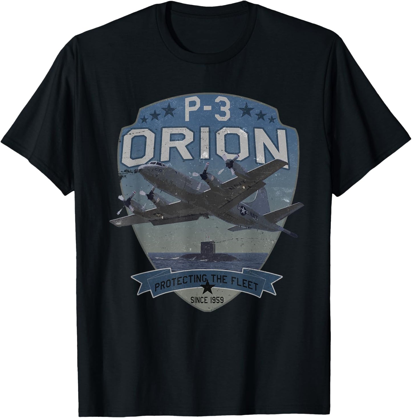 P-3 Orion Sub Hunter ASW Aeroplane Vintage T-Shirt - T-Shirt | Black