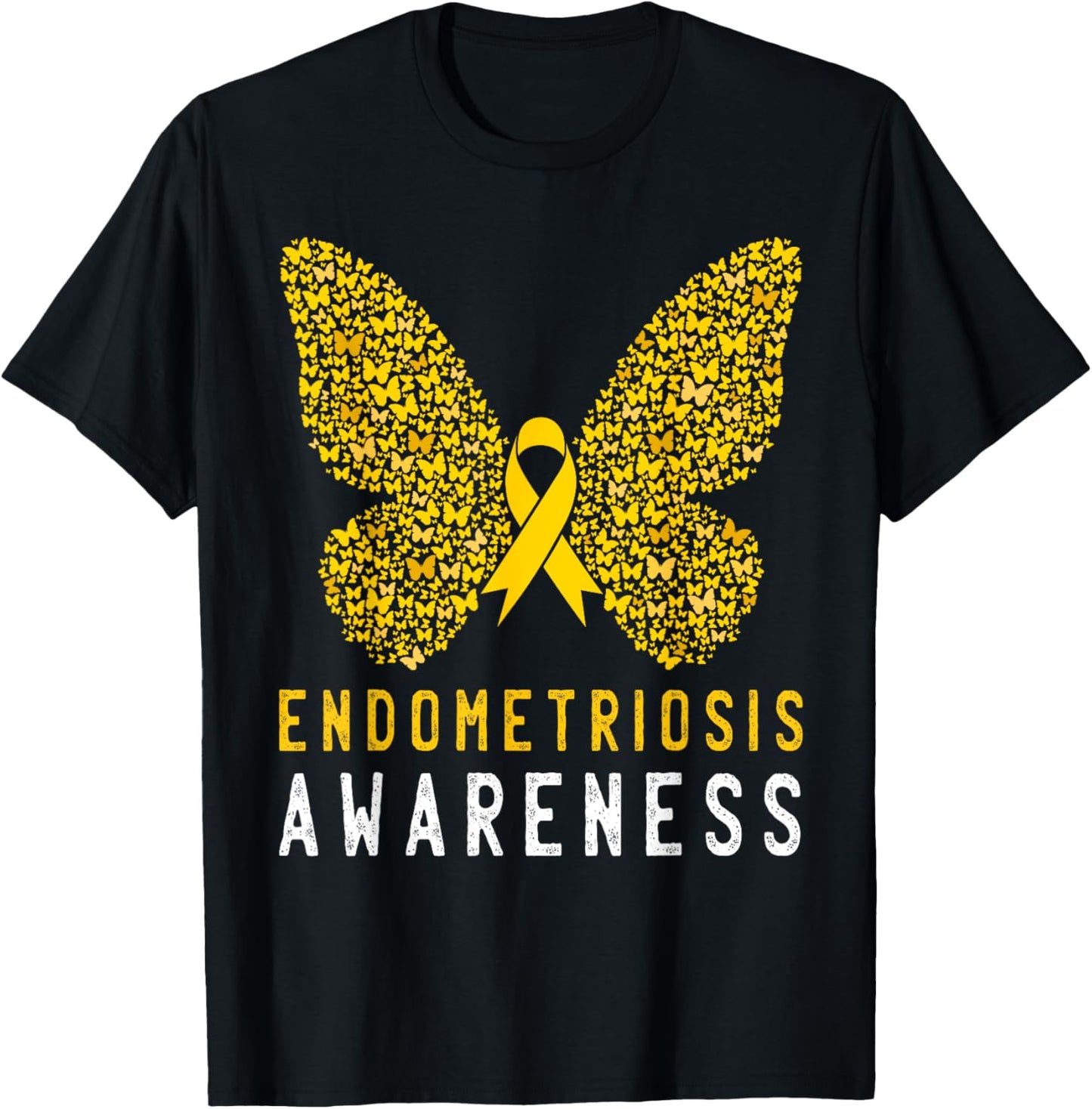 Butterfly Endometriosis Awareness Month Endo Support Ribbon T-Shirt - T-Shirt | Black