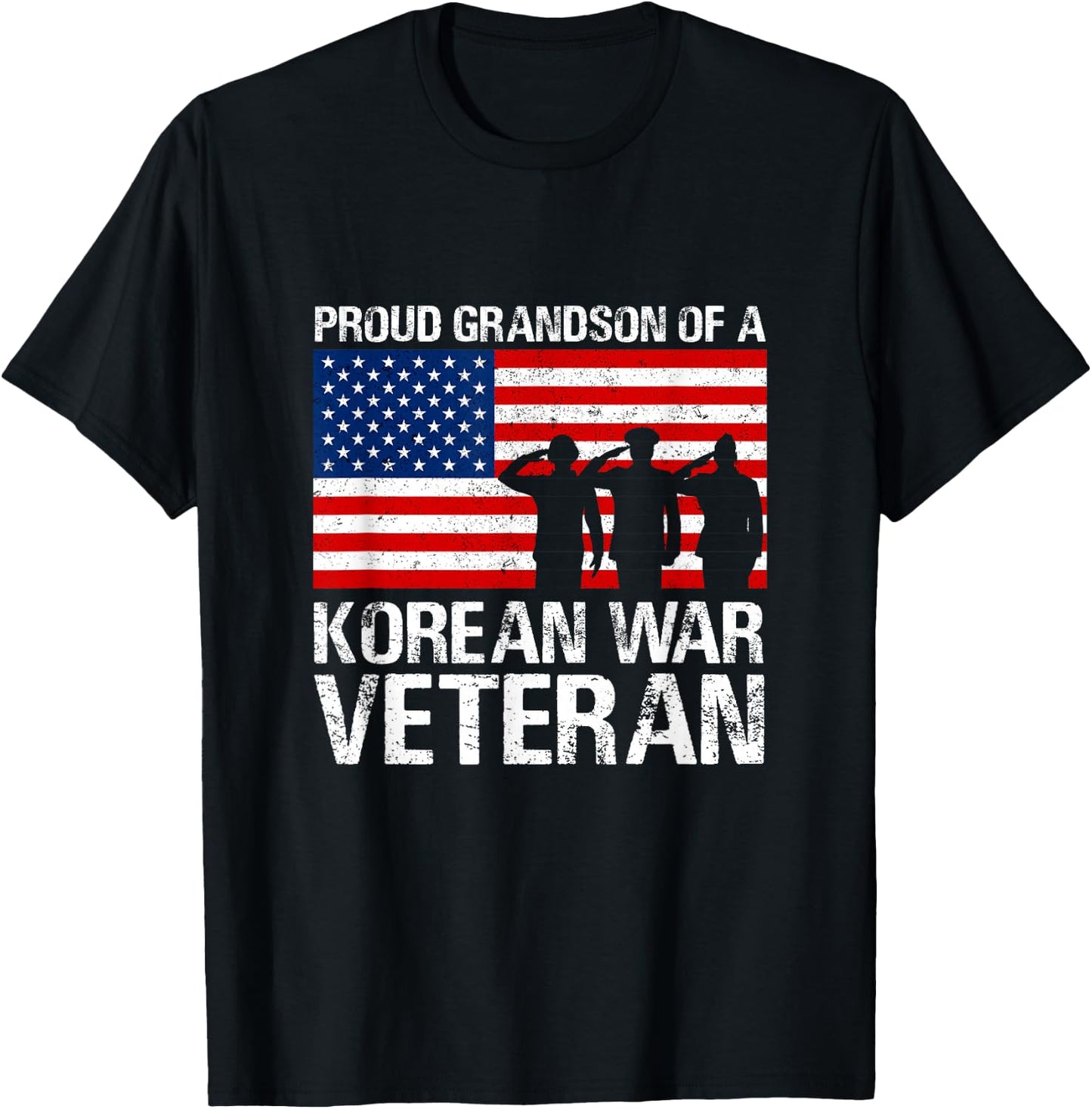 Military Family Gift Proud Grandson of a Korean War Veteran T-Shirt - T-Shirt | Black